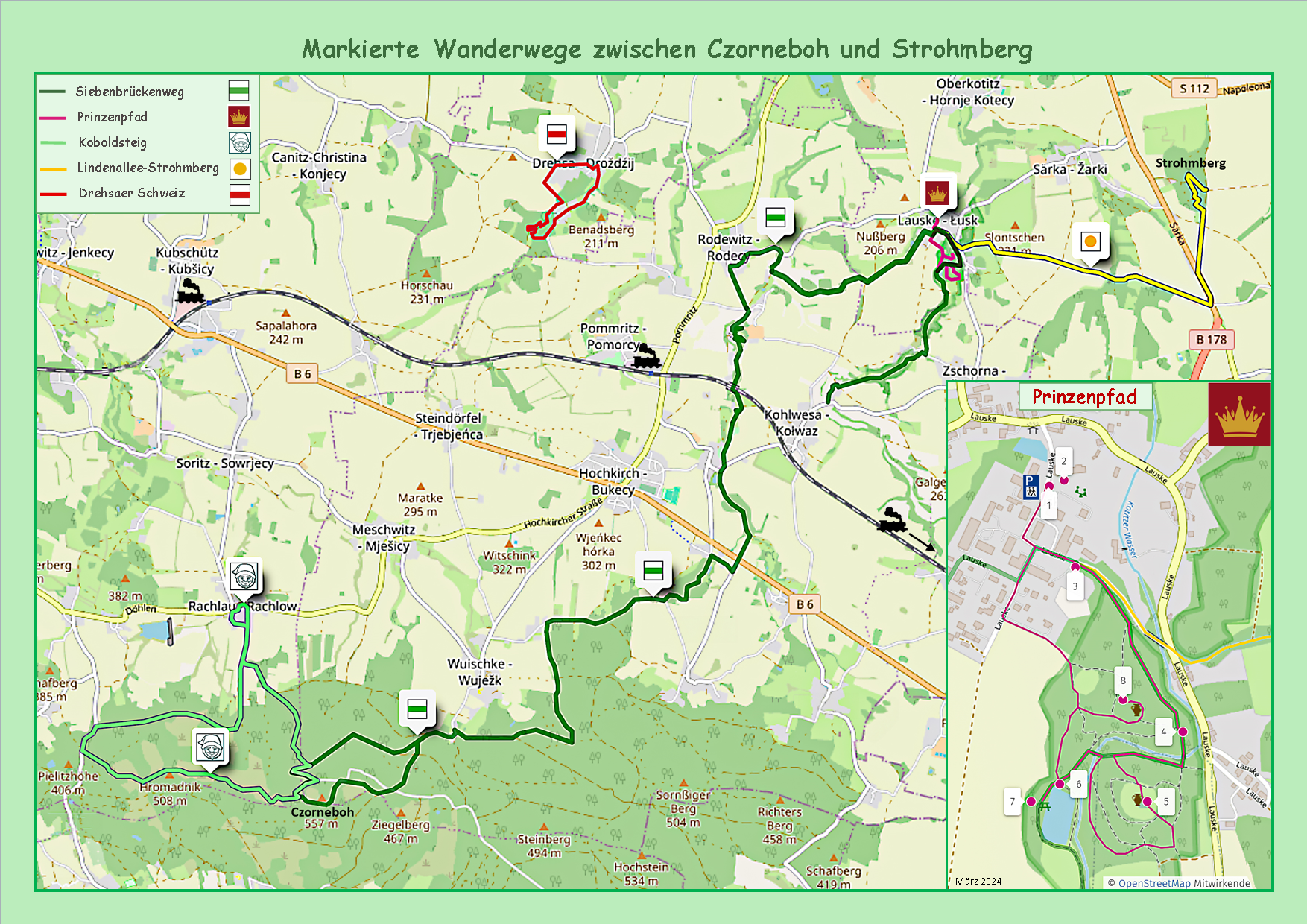 Flyer Wanderwege zwischen Czorneboh und Strohmberg