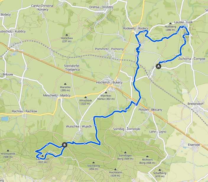 Wanderkarte - Tour 3: Siebenbrückenweg Kohlwesa-Czorneboh - 20 km - 450 m↑